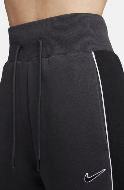 Shop Nike Phoenix High Waist Split Hem Fleece Sweatpants In Anthracite/ Black/ White