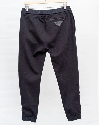 Pre-owned Prada Black Track Pants With Logo Patch