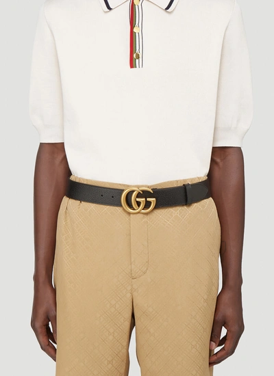 Shop Gucci Men Gg Grained-leather Belt In Black