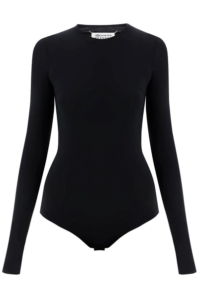 Shop Maison Margiela Second Skin Long Sleeve Lycra Bodysuit Women In Black
