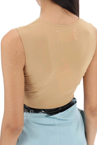 Shop Maison Margiela Second Skin Sleeveless Lycra Bodysuit Women In Cream