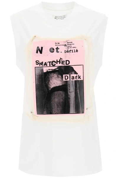 Shop Maison Margiela Tank T-shirt With Removable Print Women In White