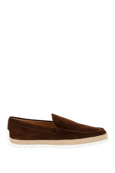 Shop Tod's Suede Slip-on With Rafia Insert Men In Brown