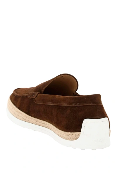 Shop Tod's Suede Slip-on With Rafia Insert Men In Brown