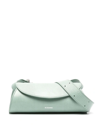 Shop Jil Sander Cannolo Mini Leather Handbag In Green
