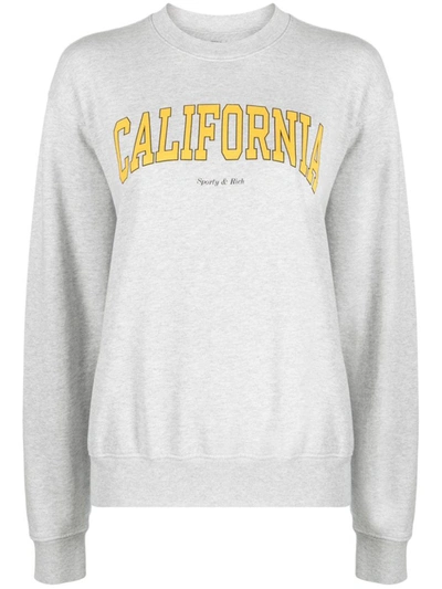 Shop Sporty And Rich Sporty & Rich California Cotton Sweatshirt In Grey