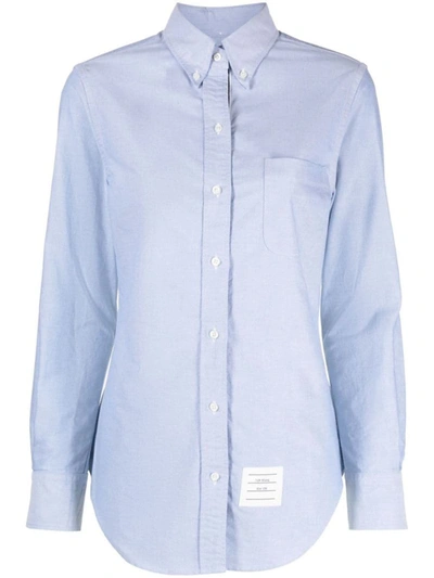 Shop Thom Browne Rwb Cotton Shirt In Clear Blue