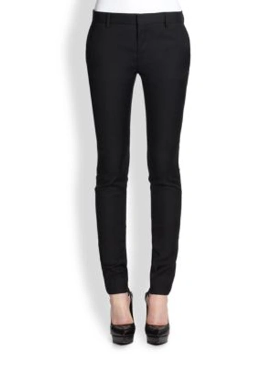 Shop Saint Laurent Wool Skinny Pants In Black