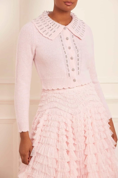 Shop Needle & Thread Embellished Collar Short Cardigan In Pink