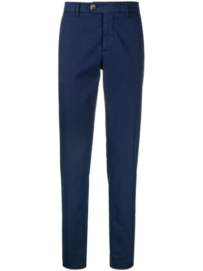 Shop Brunello Cucinelli Italian Fit Cotton Trousers In Blue