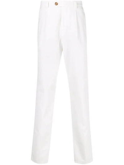 Shop Brunello Cucinelli Leisure Fit Cotton Trousers In White