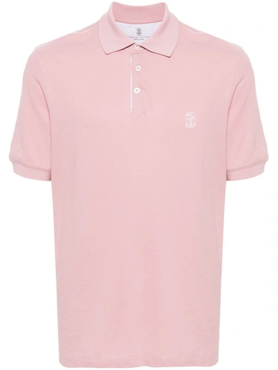 Shop Brunello Cucinelli Logo Cotton Polo Shirt In Pink