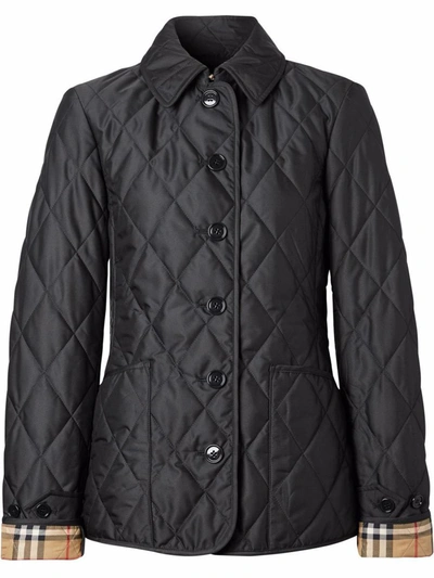 Shop Burberry Quilted Jacket In Black