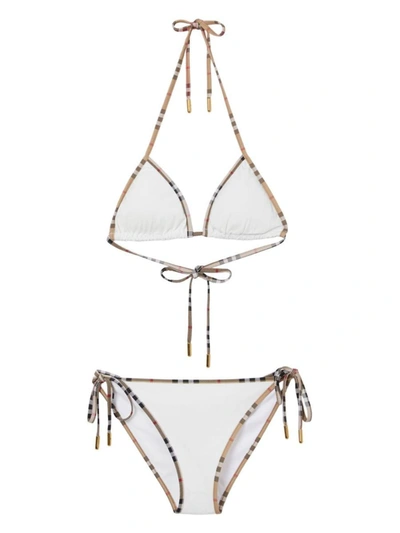 Shop Burberry Triangle Bikini Set In White