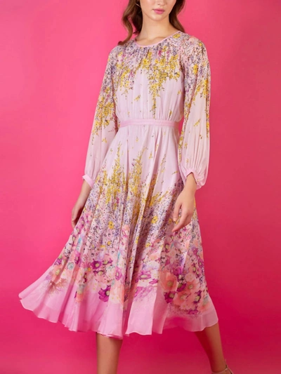 Shop Jessie Liu Engineered Floral Print Dress In Pink Floral In Multi