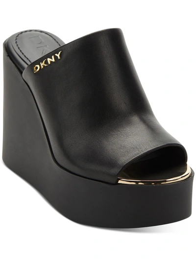 Shop Dkny Pen Womens Leather Slip On Platform Sandals In Black