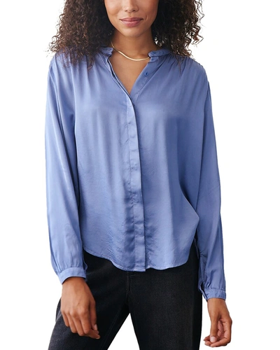Shop Bella Dahl Smocked Button Down Shirt In Blue