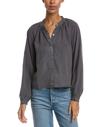 Shop Bella Dahl Shirred Raglan Shirt In Grey