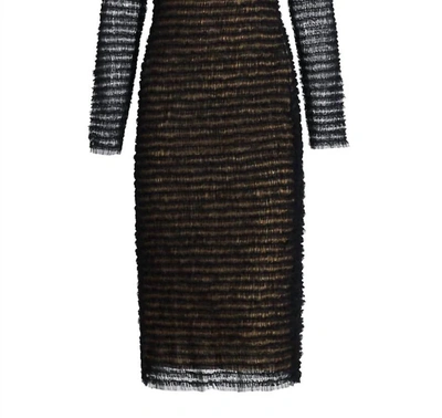 Jason Wu Smocked Long Sleeve Midi Dress In Black In Black