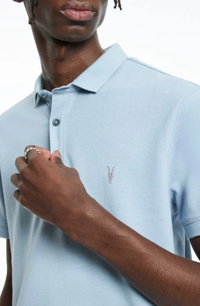 Shop Allsaints Reform Slim Fit Cotton Polo In Dusk Blue