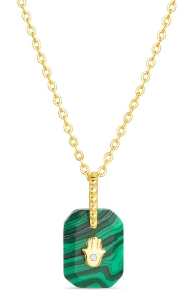 Shop Paige Harper Hamsa Geo Pendant Necklace In Gold Multicolored