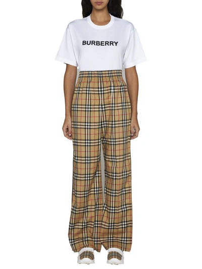 Shop Burberry Trousers In Beige