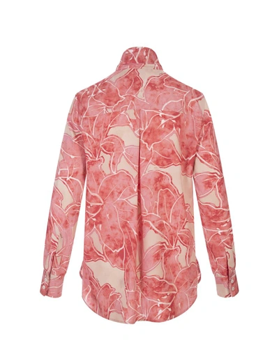 Shop Kiton Printed Silk Shirt With Lavalliere Collar In Pink