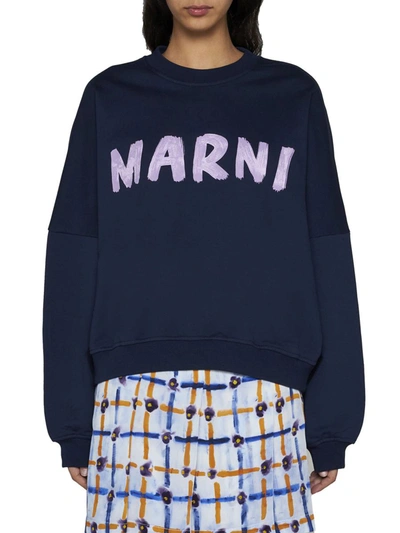 Shop Marni Sweaters In Blue Kynite
