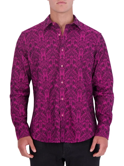 Shop Robert Graham Highland Long Sleeve Button Front Shirt In Burgundy