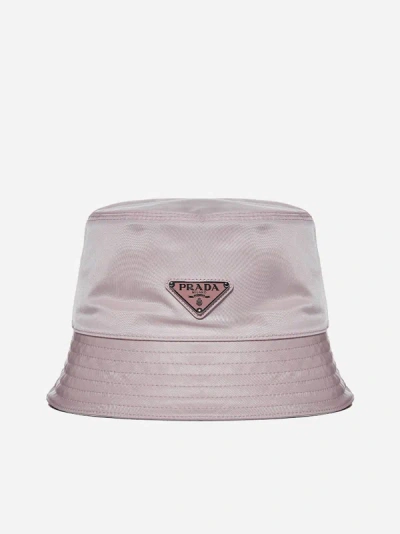 Shop Prada Re-nylon Bucket Hat In Alabaster