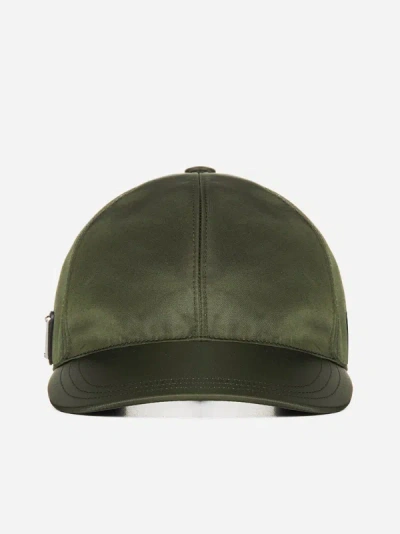 Shop Prada Re-nylon Baseball Cap In Military Green