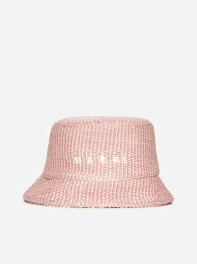 Shop Marni Raffia Bucket Hat In Quarz