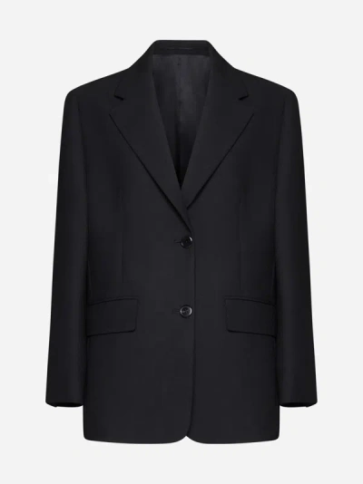 Shop Prada Oversized Wool Blazer In Black
