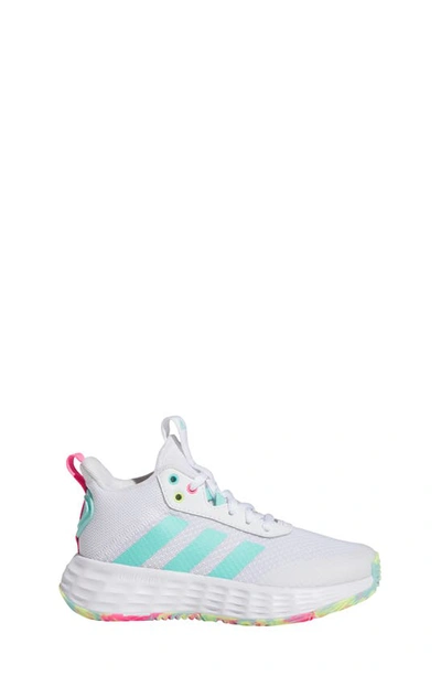 Shop Adidas Originals Kids' Own The Game 2.0 Sneaker In White/ Flash Aqua/ Lucid Pink