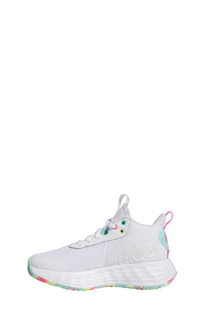 Shop Adidas Originals Kids' Own The Game 2.0 Sneaker In White/ Flash Aqua/ Lucid Pink