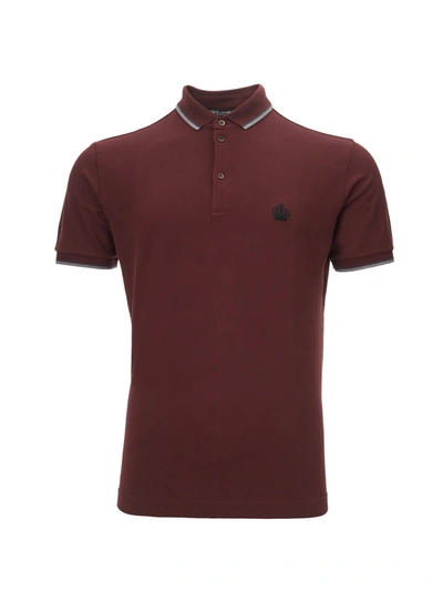 Shop Dolce & Gabbana Bordeaux Cotton Polo Shirt With Crown Embroidery
