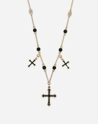 Dolce & Gabbana Rosary-style Necklace With Crosses In Gold