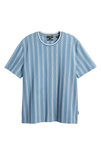Shop Ted Baker Estat Cable Stripe Jacquard T-shirt In Mid Blue