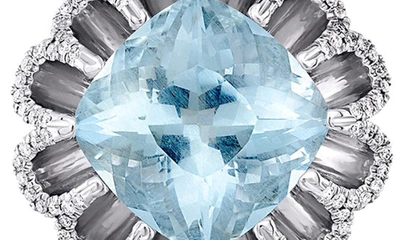 Shop Mindi Mond Floating Aquamarine & Diamond Drop Earrings In White/ Diamond/ Aquamarine