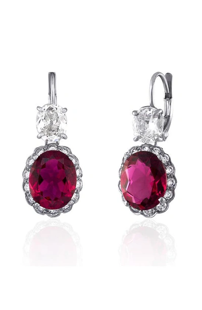 Shop Mindi Mond Legacy Rubellite Tourmaline & Diamond Drop Earrings In Silver And 14k White Gold