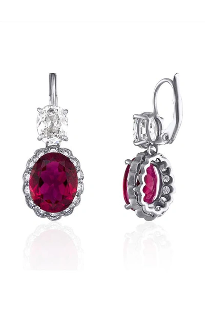 Mindi Mond Legacy Rubellite Tourmaline & Diamond Drop Earrings In Silver And 14k White Gold