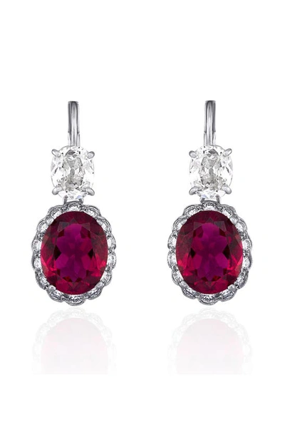 Shop Mindi Mond Legacy Rubellite Tourmaline & Diamond Drop Earrings In Silver And 14k White Gold