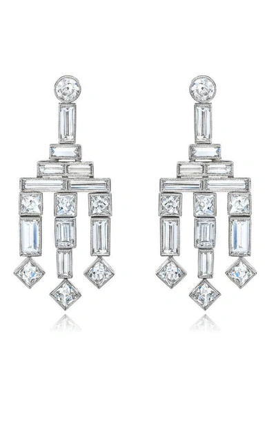 Shop Mindi Mond Frenchie Diamond Chandelier Earrings In Platinum