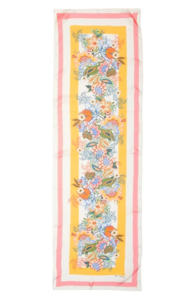 Shop Etro Floral Print Silk Scarf In Print On White Base