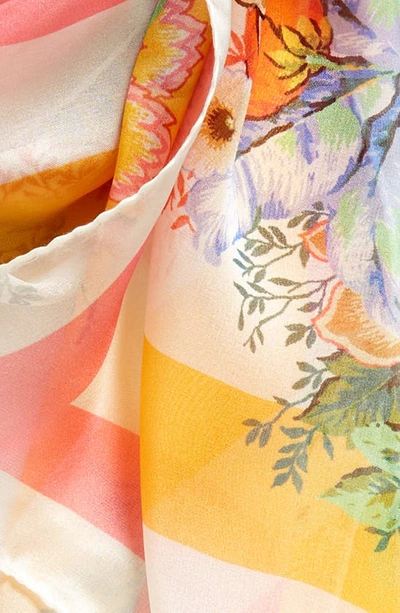 Shop Etro Floral Print Silk Scarf In Print On White Base