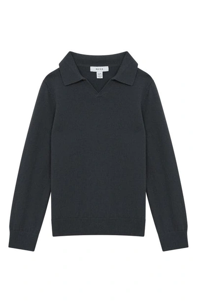 Shop Reiss Kids' Swift Jr. Wool Johnny Collar Sweater In Anthracite