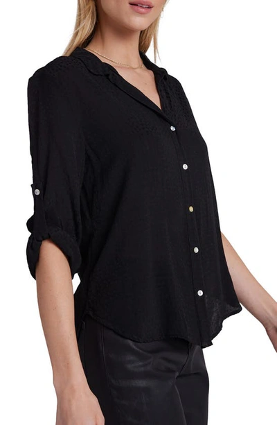 Shop Bella Dahl Capri Jacquard Dot Button-up Shirt In Black