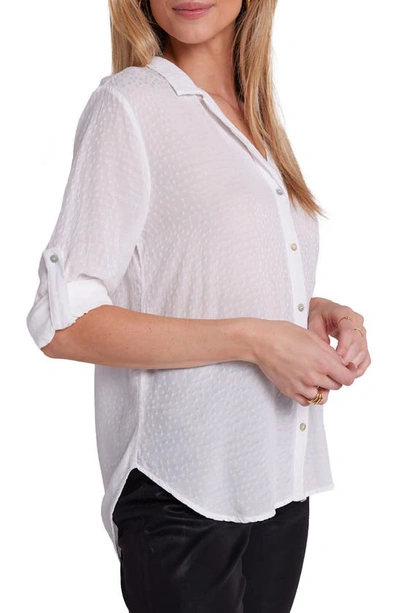 Shop Bella Dahl Capri Jacquard Dot Button-up Shirt In Winter White