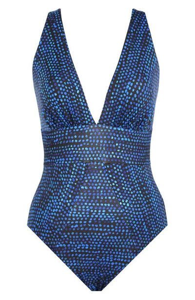 Shop Miraclesuit Dot Com Odyssey One-piece Swimsuit In Blue Multi