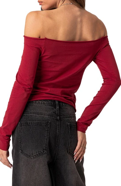 Edikted Baldwin Off The Shoulder Top In Burgundy
